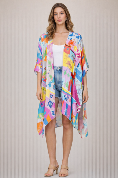 Coastal Pop Summer Kimono