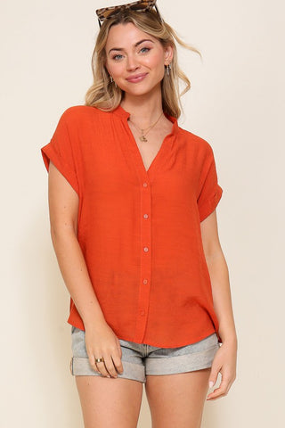 Linen Blend Cap Sleeve Top