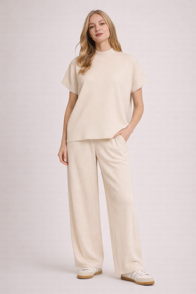 Knit Mock Neck Short Sleeve Boxy Top