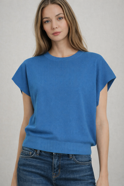 Soft Knit Round Neck Dolman Sleeve Top