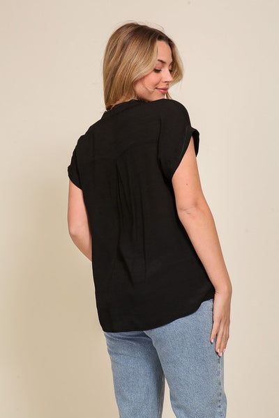 Linen Blend Cap Sleeve Top