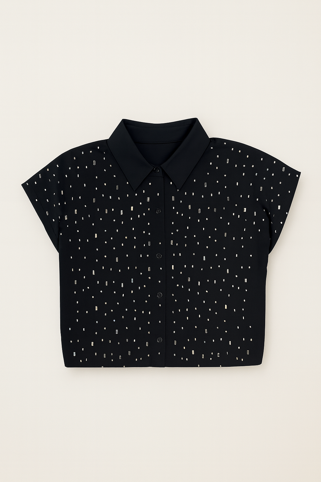 Blusa con Batwing Sleeve y Aplicaciones de Diamantitos