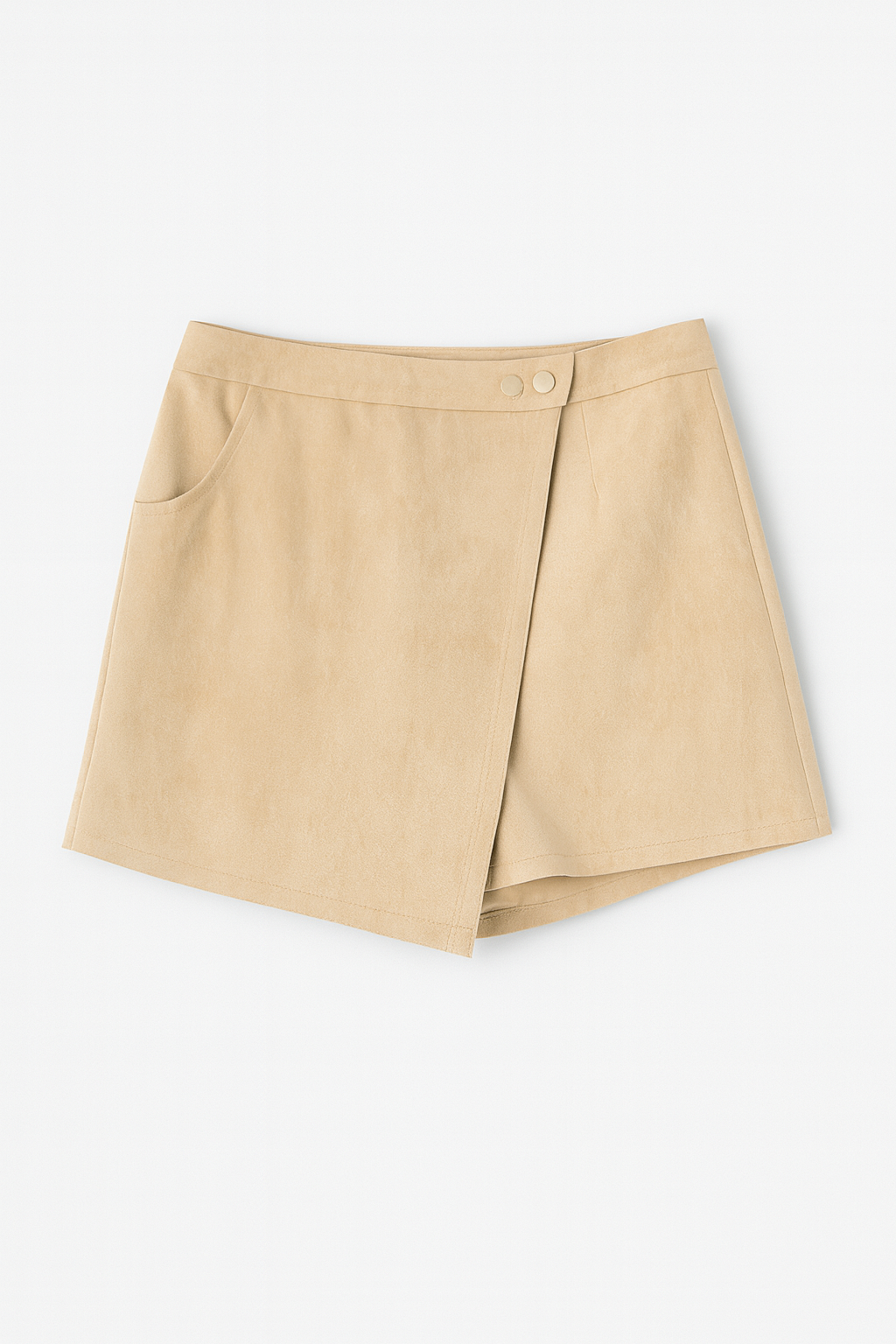Suede Asymmetrical Overlap Skort