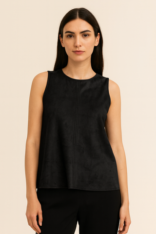 Suede Round Neck Tank Top