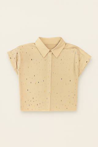 Blusa con Batwing Sleeve y Aplicaciones de Cristalitos