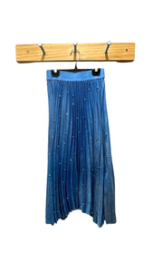 Rhinestone Pleated Midi Skirt