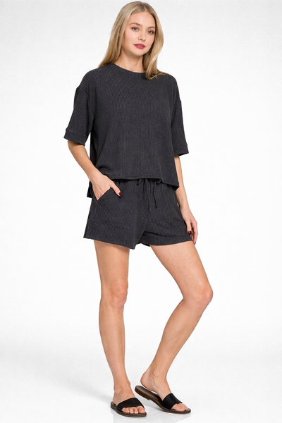Ribbed Short Sleeve Tee & Shorts Set