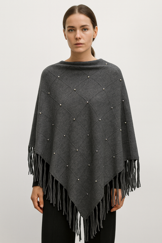 Rhinestone Soft Knit Poncho