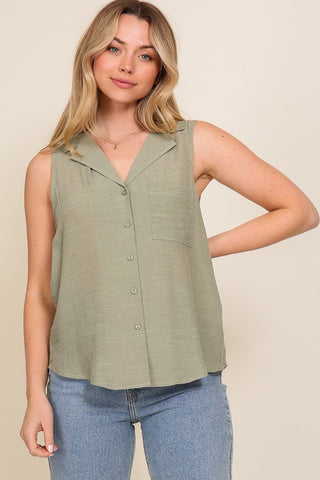 Blusa sin Maga de Linen Blend