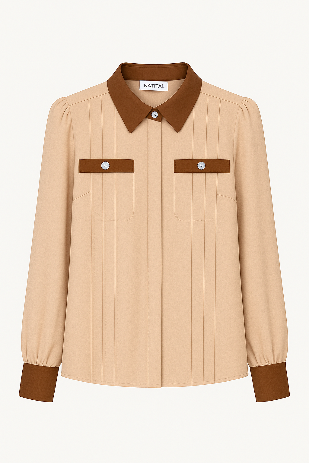 Contrast Collar & Cuffs Blouse