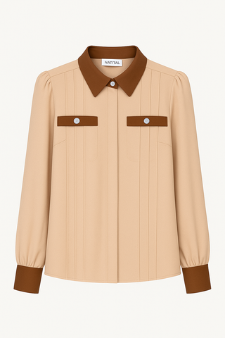 Contrast Collar & Cuffs Blouse