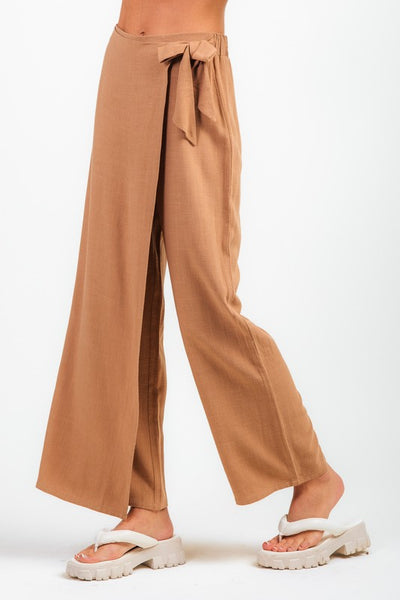 Pantalon con Falda Cruzada de Linen Blend