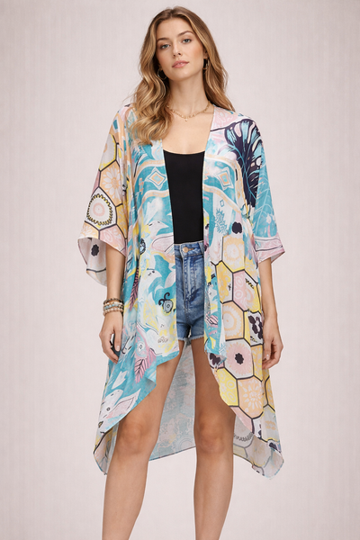 Tropical Pattern Summer Kimono