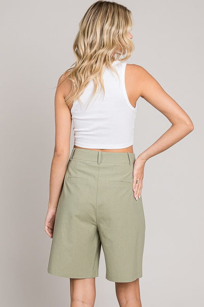 Cotton High Waist Long Shorts