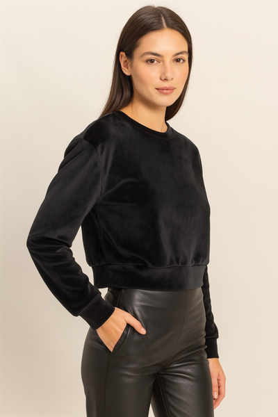 Soft Velvet Solid Sweatshirt
