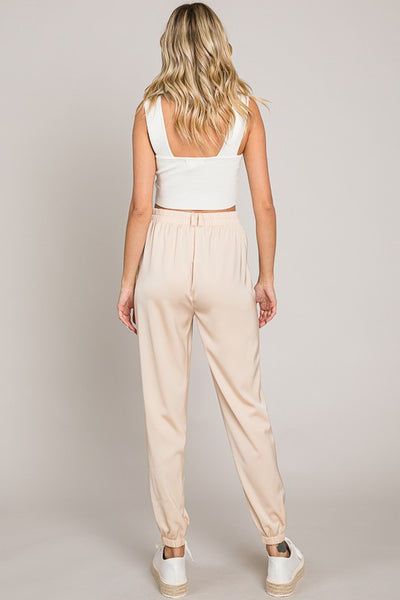 Satin High-Rise Jogger Pants