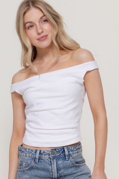 Top Sin Mangas Cuello Bote Drapeado