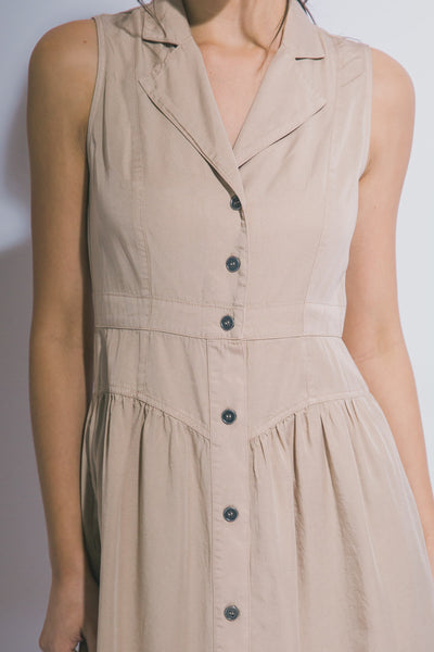 Vestido de Tencel Midi Cuello Camisero