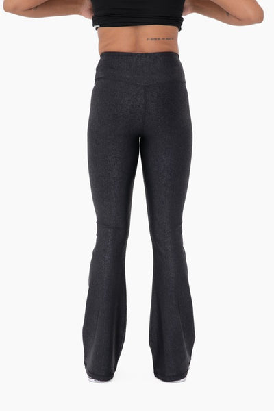 Sparkle Foil Look Crossover Flared Leggings