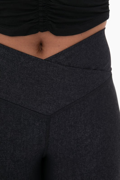 Sparkle Foil Look Crossover Flared Leggings