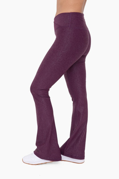 Sparkle Foil Look Crossover Flared Leggings