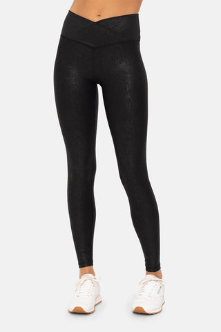 Sparkle Foil  Look Crossover Leggings