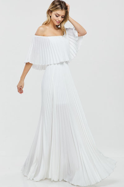 Vestido Maxi Hombros Descubiertos Plisado