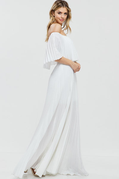 Vestido Maxi Hombros Descubiertos Plisado