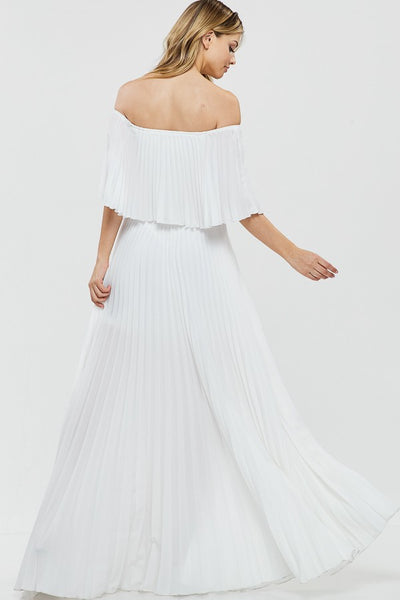 Vestido Maxi Hombros Descubiertos Plisado