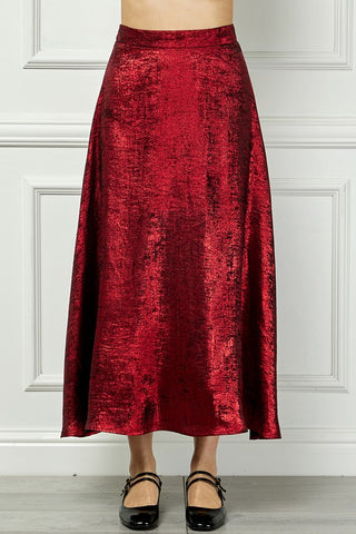 Metallic A Line Midi Skirt