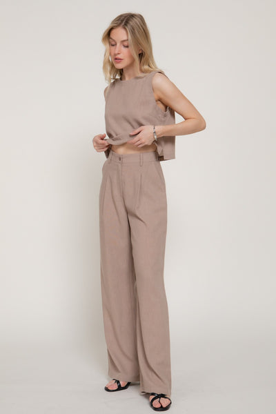 Pantalón Recto Efecto Lino