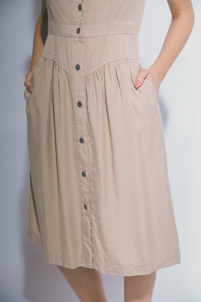 Vestido de Tencel Midi Cuello Camisero