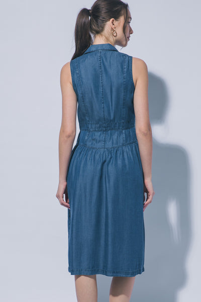 Vestido de Tencel Midi Cuello Camisero