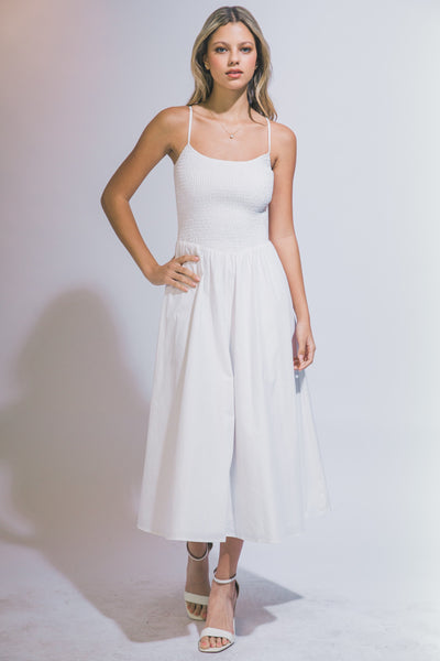 Vestido de Algodón Maxi Smocked con Tirantes