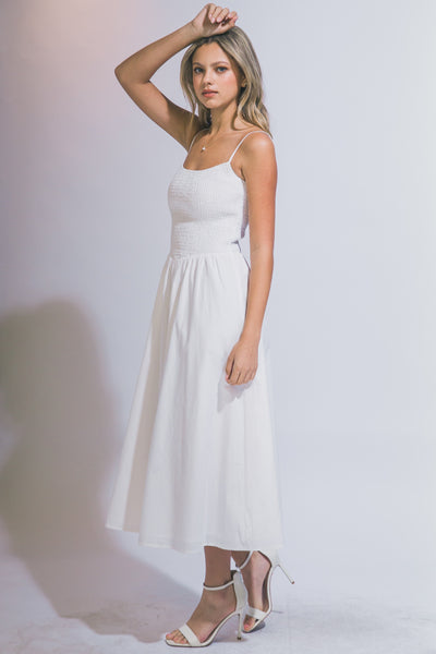 Vestido de Algodón Maxi Smocked con Tirantes