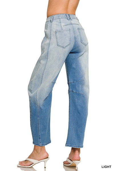 Pantalón Denim Cropped Corte Barril