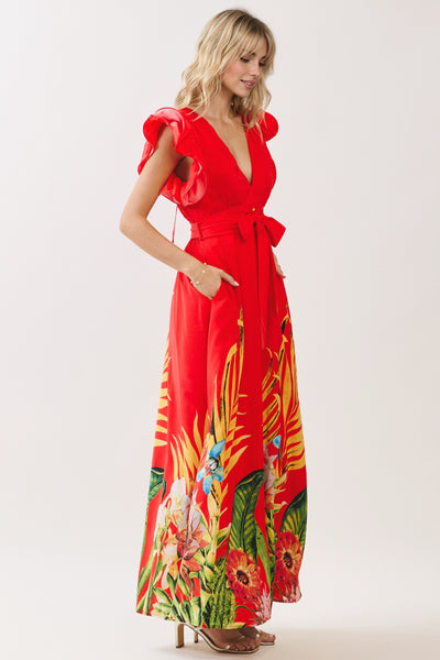 Vestido Maxi con Botones y Estampado Botánico