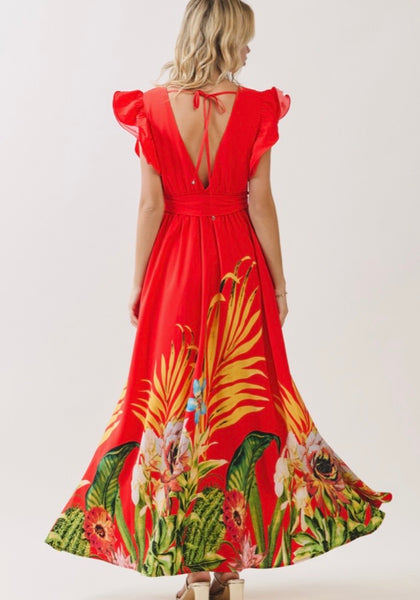 Vestido Maxi con Botones y Estampado Botánico