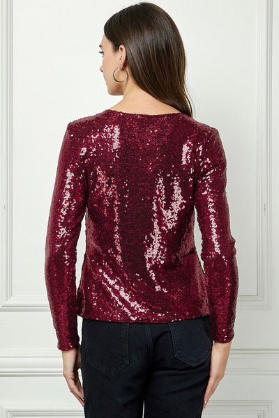 Long Sleeve Sequins Top