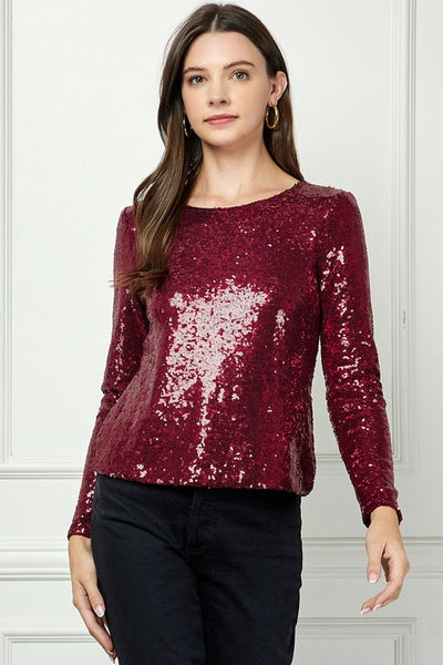 Long Sleeve Sequins Top