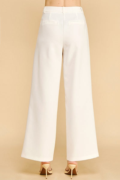 Pantalón Wide Leg Twill Cintura Media