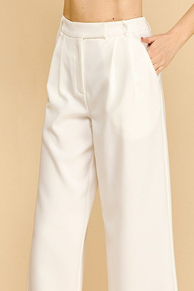 Pantalón Wide Leg Twill Cintura Media