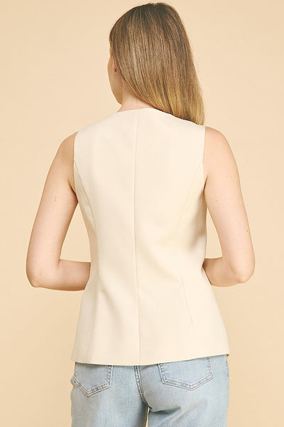 Chaleco Largo Sastre de twill con Botones Dorados