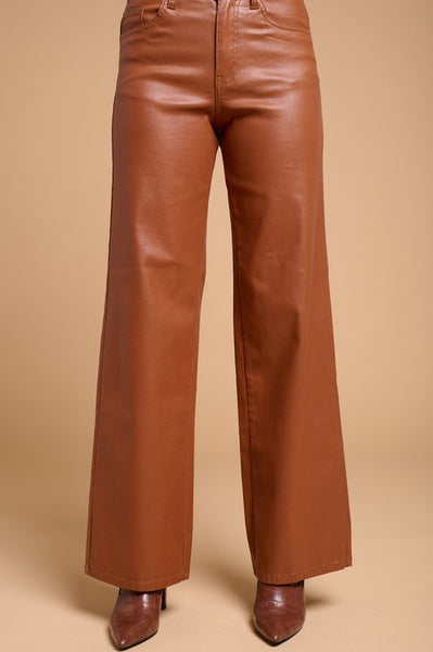 Super Stretch Faux Leather Wide Leg Pants