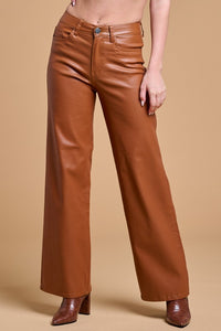 Super Stretch Faux Leather Wide Leg Pants