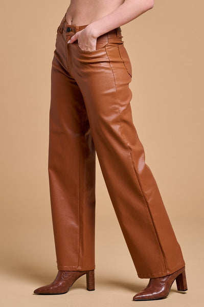 Super Stretch Faux Leather Wide Leg Pants