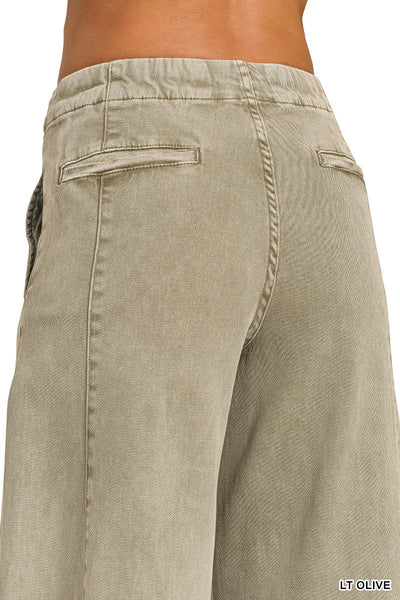 Soft Denim Gaucho Cropped Jeans Tiro Alto