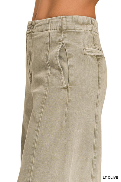 Soft Denim Gaucho Cropped Jeans Tiro Alto