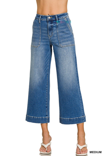 Pantalon de Mezclilla Cropped WideLeg