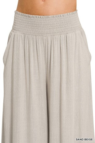 Pantalon Palazzo con Cintura Smock
